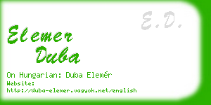 elemer duba business card